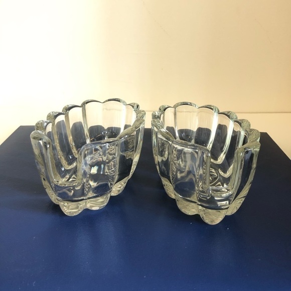 Pair of 2 Clear Glass Princess House HERITAGE Spoon Fork Rest Utensil Holder - Picture 1 of 3